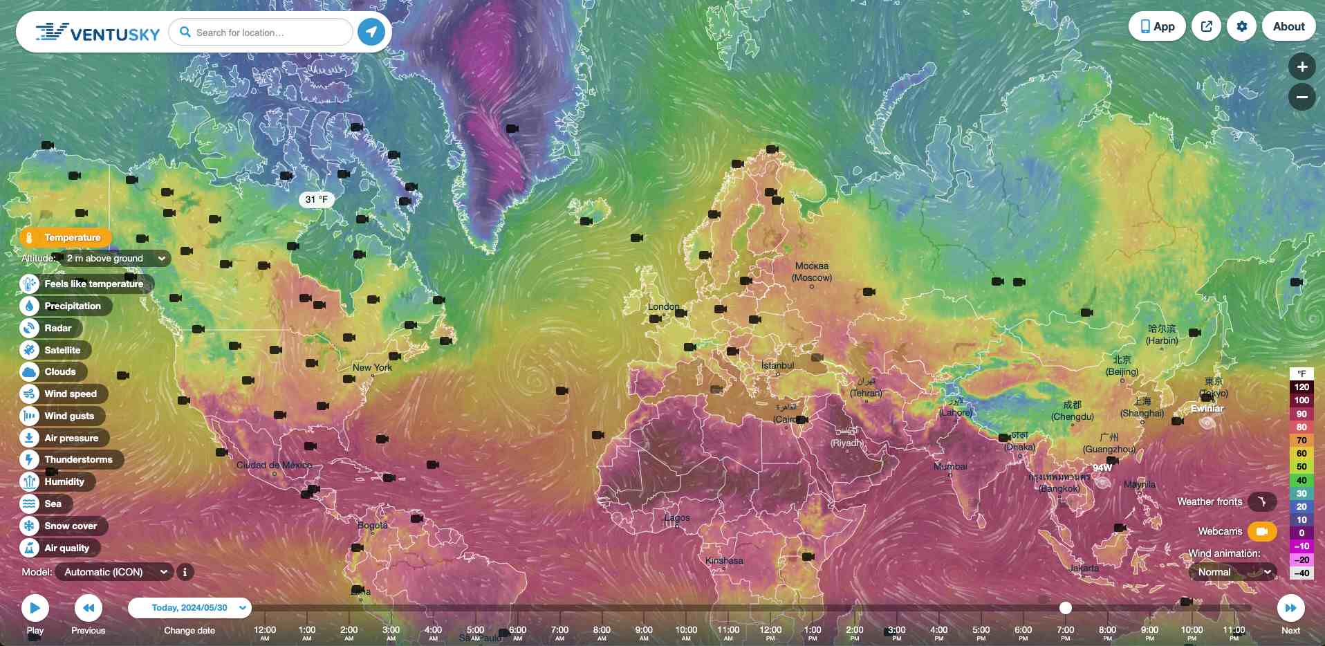 Badanie pogody z aplikacją Ventusky